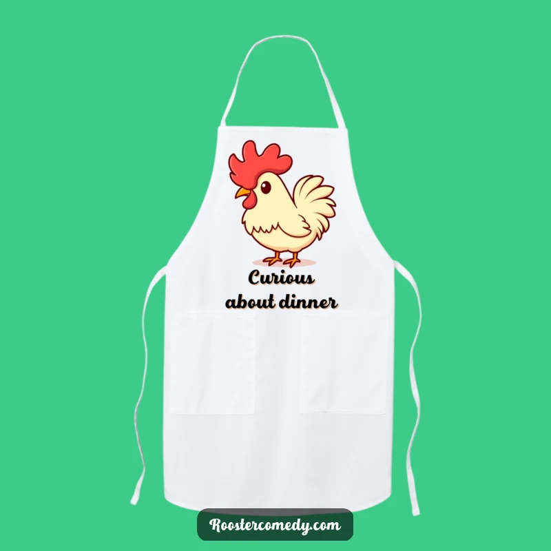 Funny Kawaii Rooster Apron - Chef's Curious Comb Design Gift