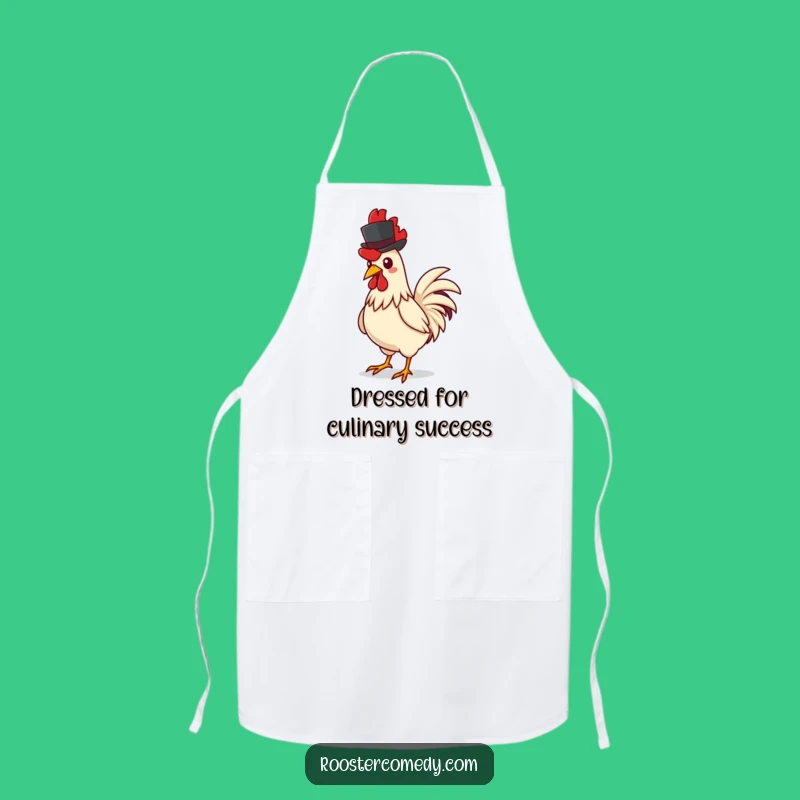 Funny Dapper Rooster Top Hat Kitchen Apron - Chef's Farm Gift
