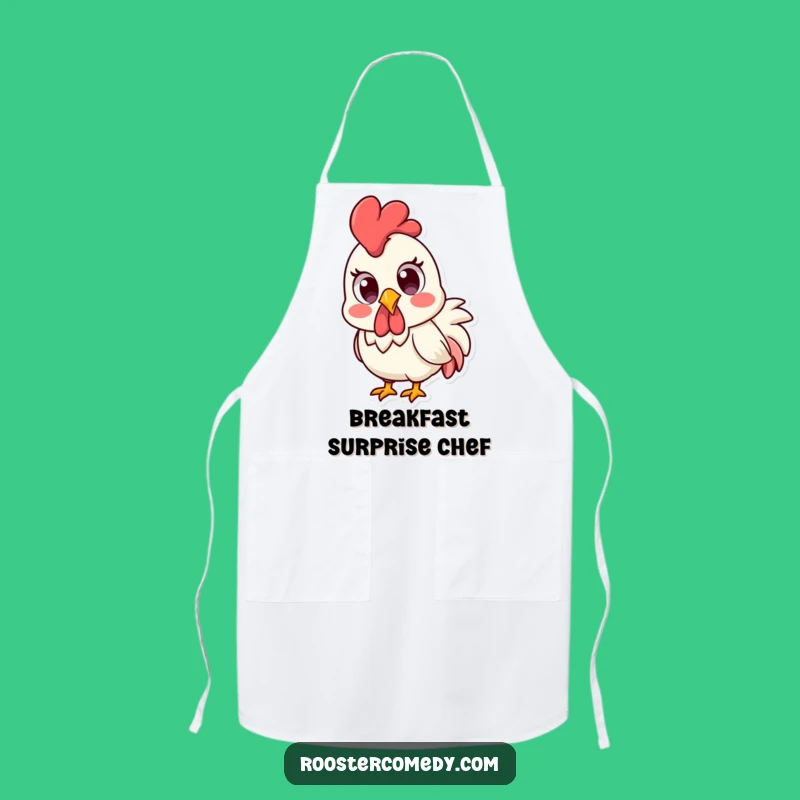 Funny Kawaii Rooster Apron - Surprised Chef Design, Kitchen Fun Gift