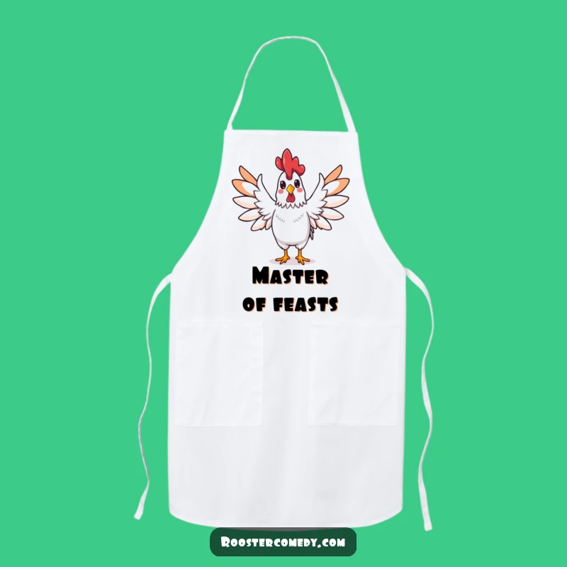 Funny Rooster Triumphant Apron: Hilarious Kitchen Wear for the Victorious Chef