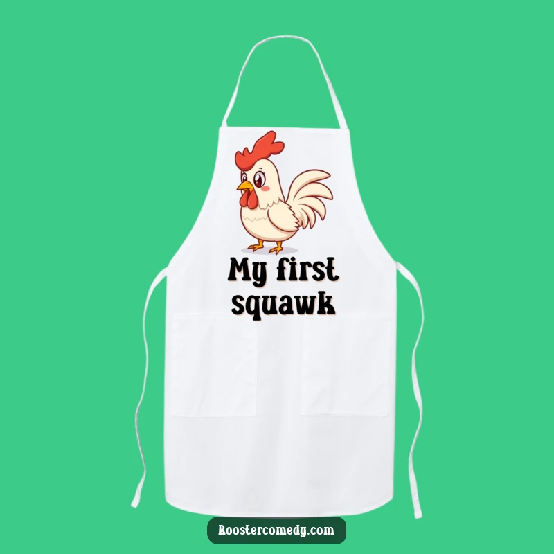 Funny Surprised Rooster Apron - Hilarious Squawking Chef Chicken Gift