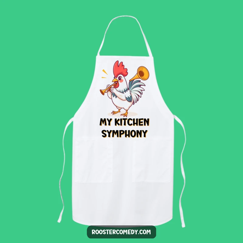 Funny Rooster Trumpet Apron - Cook Up Some Laughs in the Kitchen!