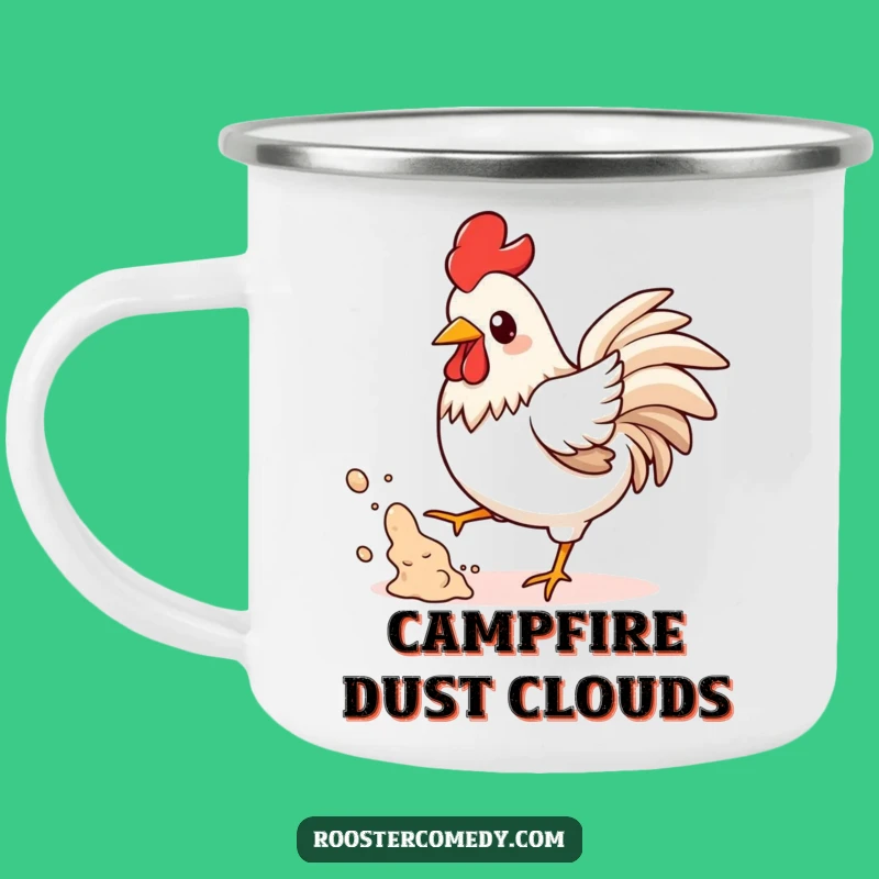 Funny Kawaii Rooster Camping Mug - Playful Dust Kicking, Adventure Ready