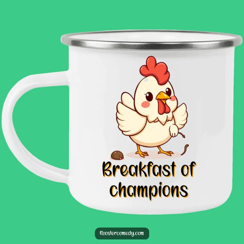 Funny Kawaii Rooster Worm Camping Mug: Enjoy Your Brews with Chirpy Cheer