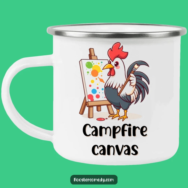 Funny Rooster Artist Camping Mug - Fuel Your Creativity Outdoors