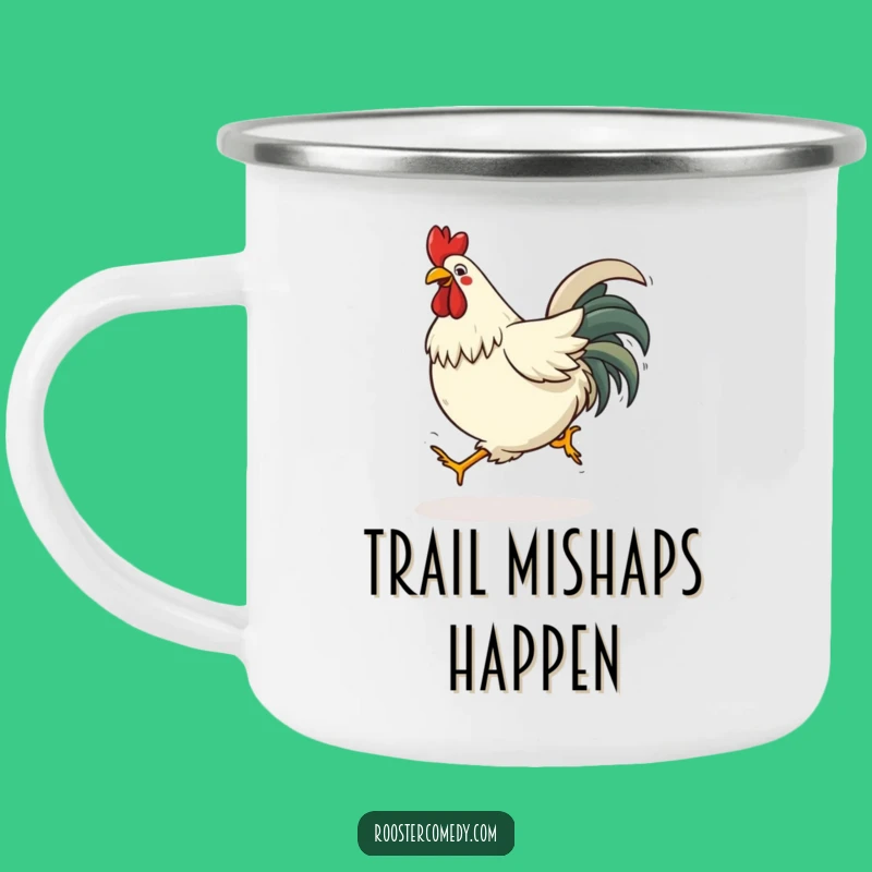 Funny Tripping Rooster Camping Mug - Your Adventure's Comedic Companion!