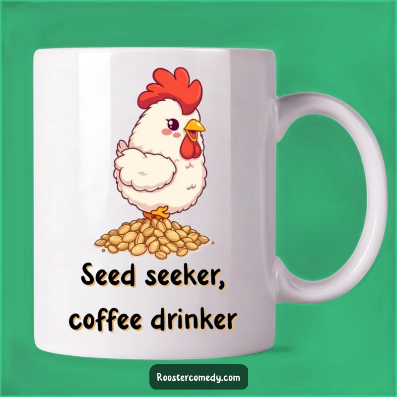 Funny Fluffy Rooster Mug - Pecking Seeds for a Happy Morning Sip!