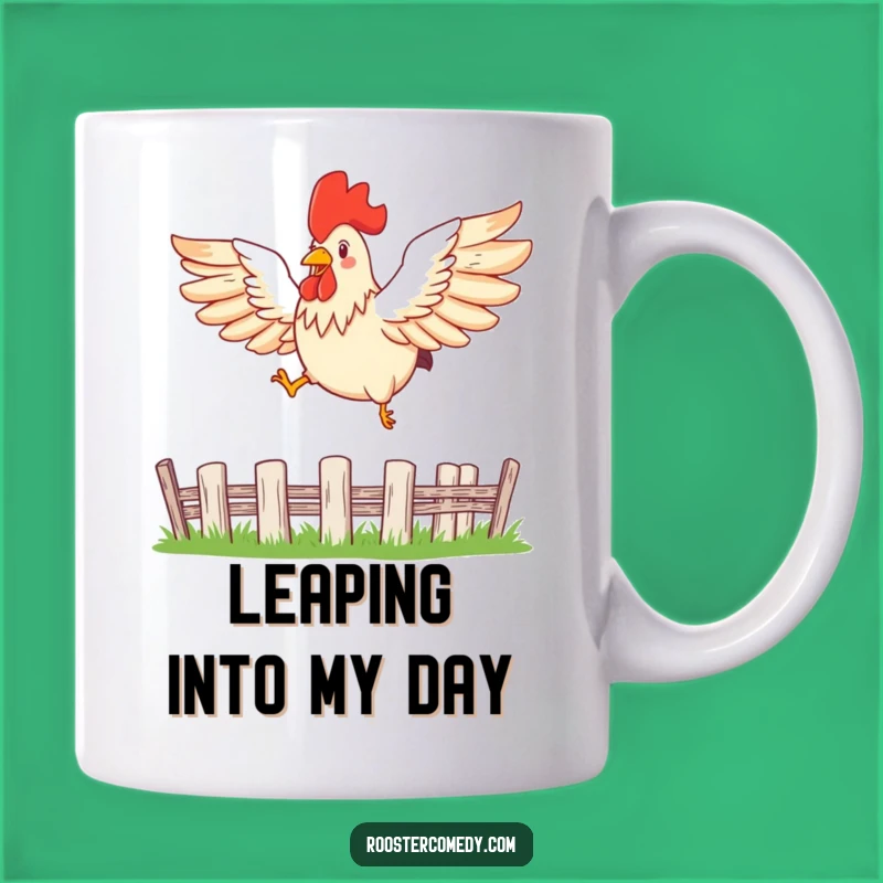 Funny Leaping Rooster Mug - A Hilarious Gift for Overcoming Obstacles!