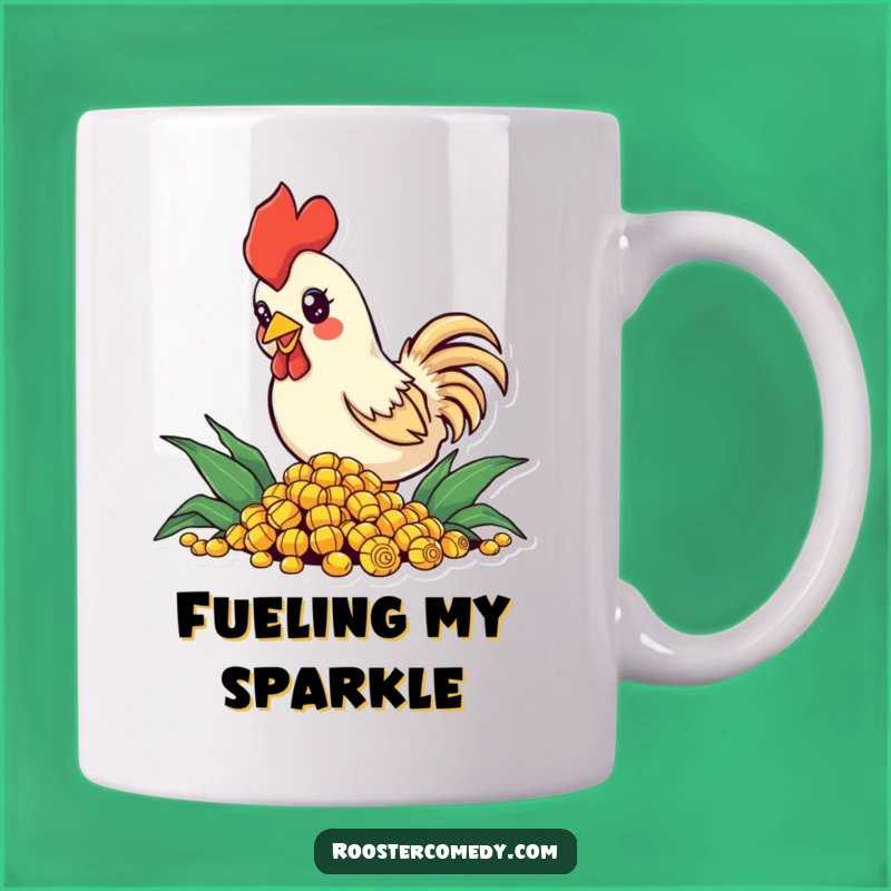 Funny Pecking Rooster Mug: Sparkling Eyes, Corn Lover, Perfect Humorous Gift for Farmers