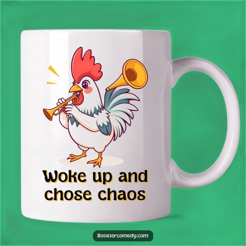 Funny Rooster Trumpet Fanfare Mug - A Hilarious Gift for Music Lovers!