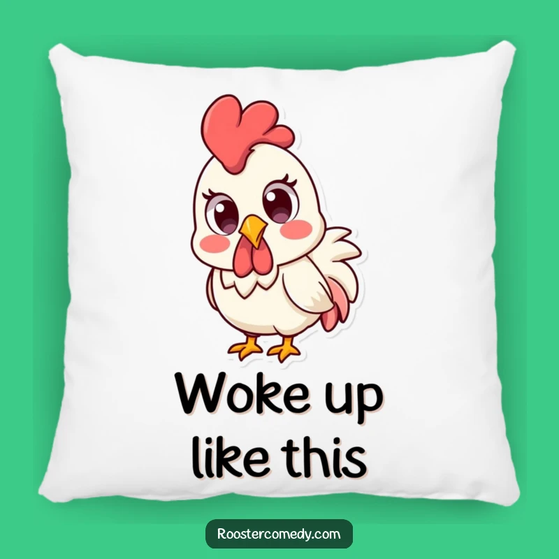 Funny Kawaii Rooster Pillow - Surprised Eyes Cushion, Cute Farm Gift