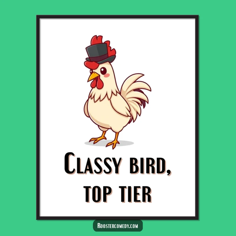 Funny Dapper Rooster Top Hat Digital Art - Instant Quirky Decor