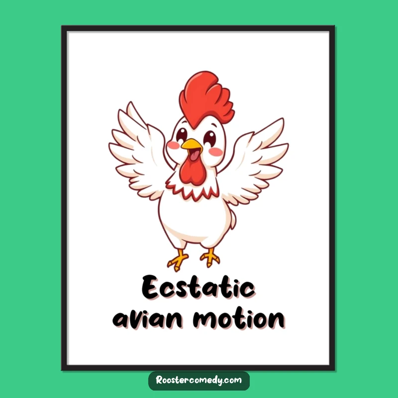 Funny Kawaii Rooster Energy Digital Art: Joyful Bird Print, Cute & Enthusiastic Funny Gift