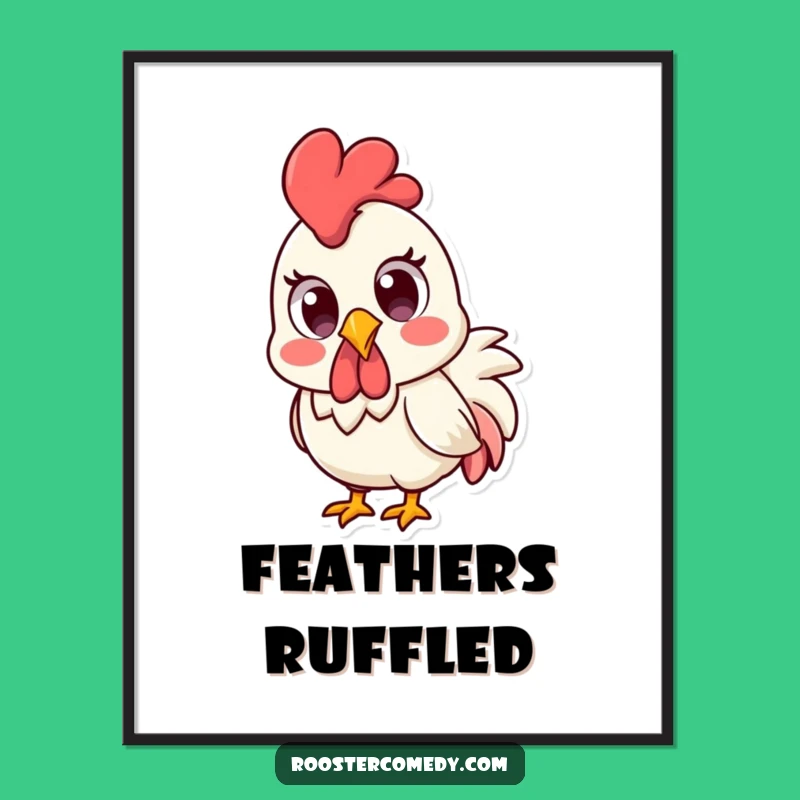 Funny Kawaii Rooster Digital Art - Surprised Eyes Download, Instant Farmhouse Decor