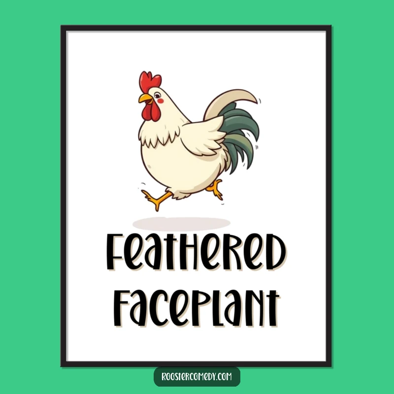 Funny Tripping Rooster Digital Art - Instant Comedic Chaos for Your Walls!