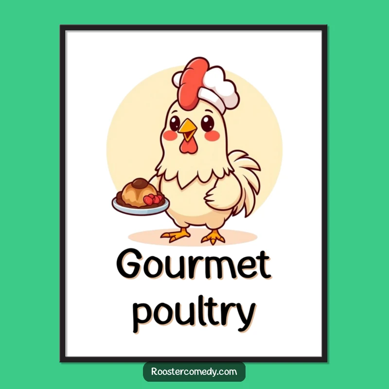 Funny Kawaii Rooster Chef Digital Art - Culinary Download, Instant Kitchen Decor