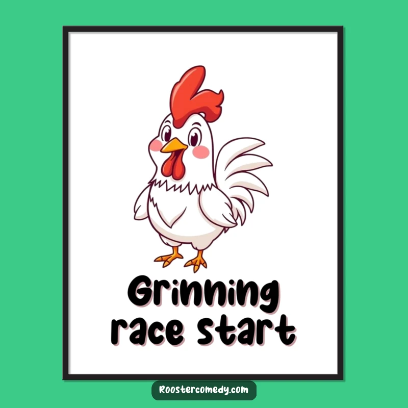 Funny Rooster Racing Digital Art - Goofy & Hilarious Downloadable Decor