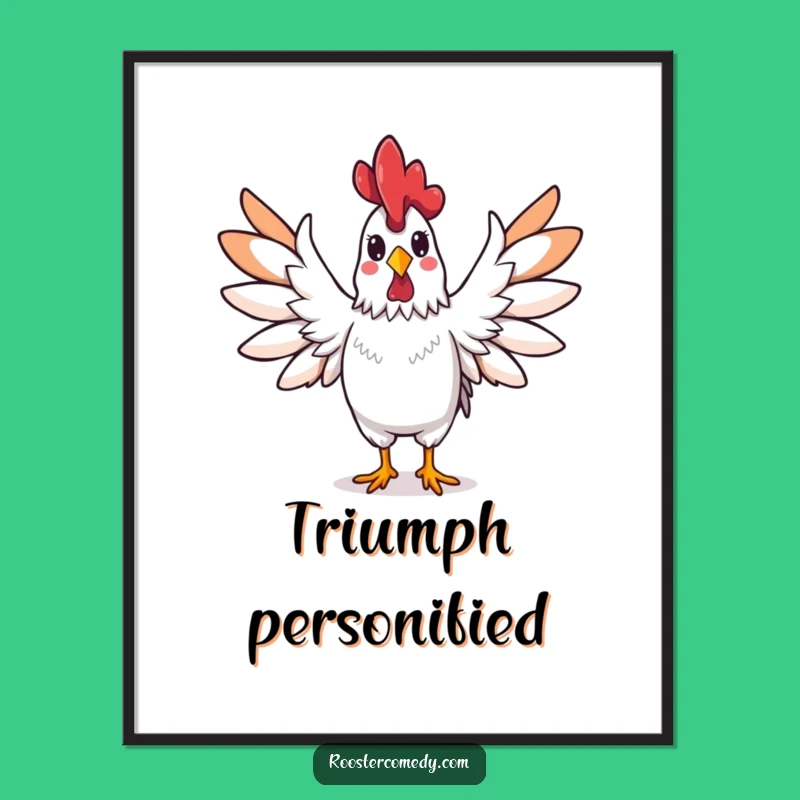 Funny Rooster Triumphant Digital Art: Hilarious Instant Download for Victory Decor
