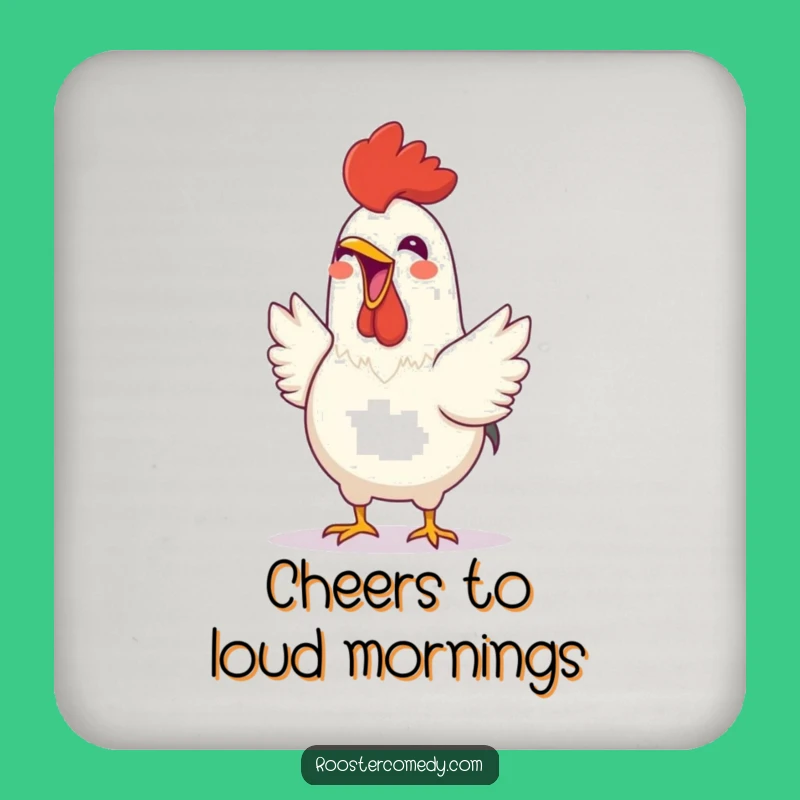 Funny Rooster Crowing Coaster - Cheerful Protection for Your Surfaces