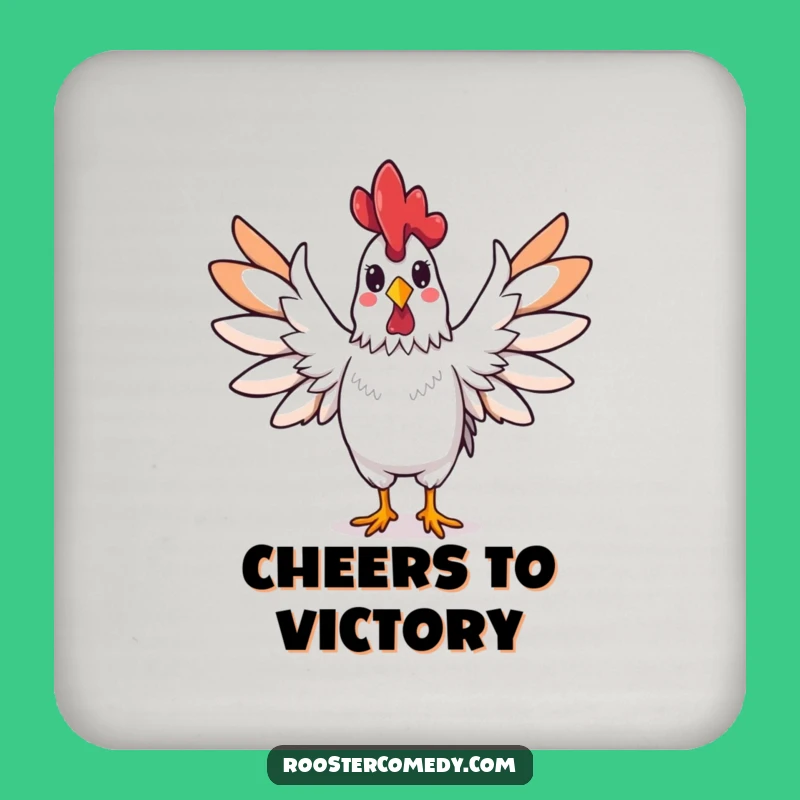 Funny Rooster Triumphant Coasters: Hilarious Set for Celebrating Homes