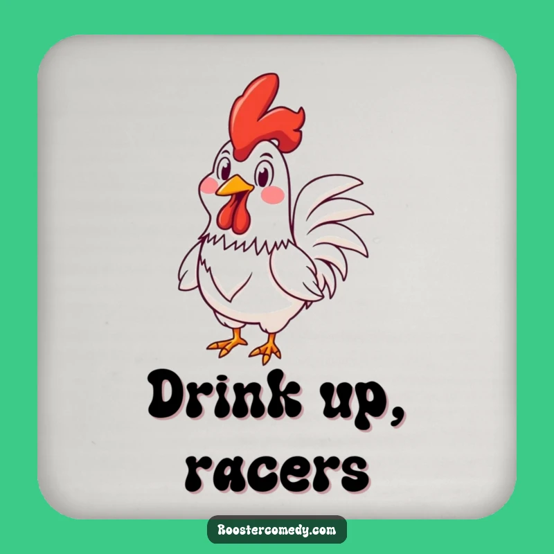 Funny Rooster Racing Coaster - Goofy Protection for Your Surfaces