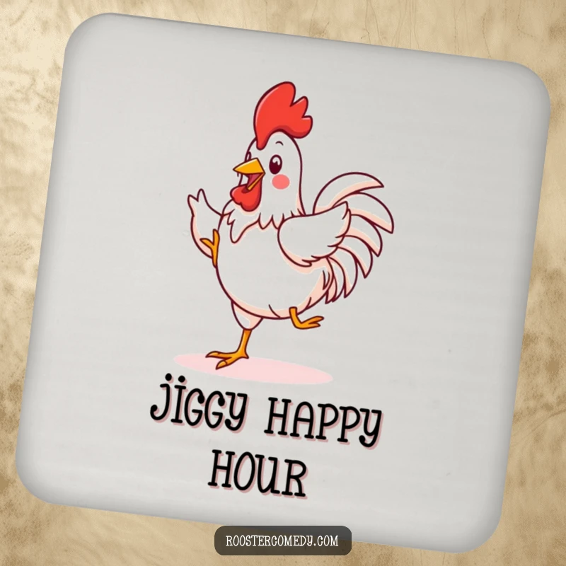 Funny Kawaii Rooster Coasters: A set of coasters featuring a cute rooster doing a silly jig, adding funny, artistic flair to tables.