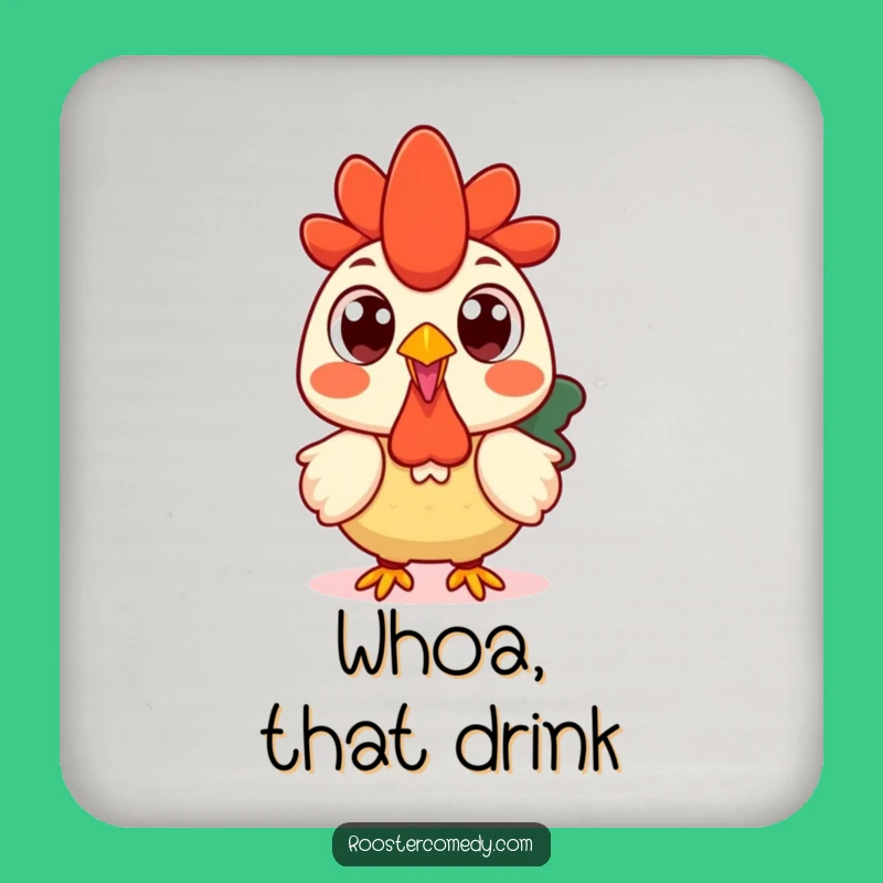 Funny Kawaii Rooster Surprise Drink Coaster: Protect Surfaces with Wide-Eyed Humor