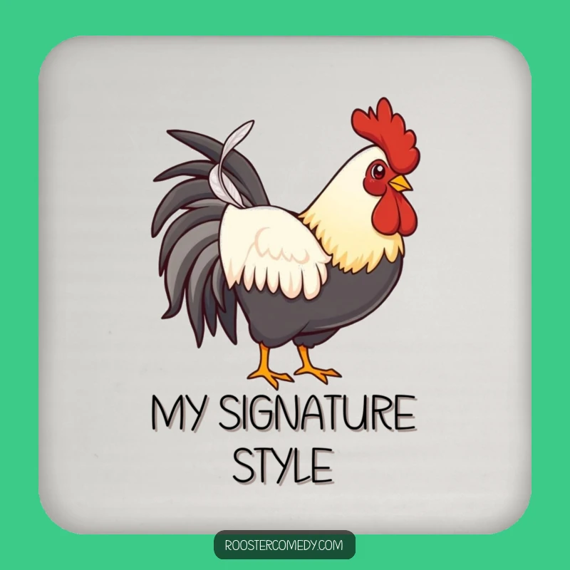 Funny Rooster Feather Drink Coaster - Proud Bird Table Gift