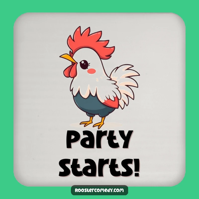 Funny Kawaii Rooster Coasters (Set of 4) - Loud Crowing Bird Gift