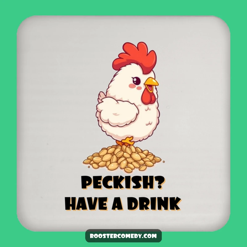 Add a touch of farmyard cuteness to your table with this coaster featuring a fluffy rooster happily pecking at seeds. Protects surfaces with adorable style.