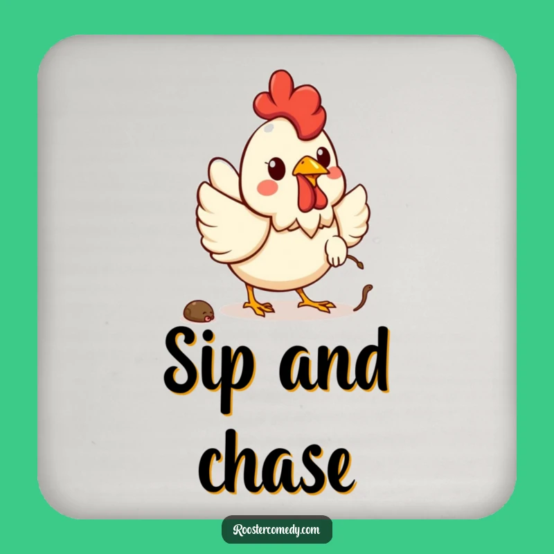 Funny Kawaii Rooster Worm Drink Coaster: Protect Surfaces with Farm Fun
