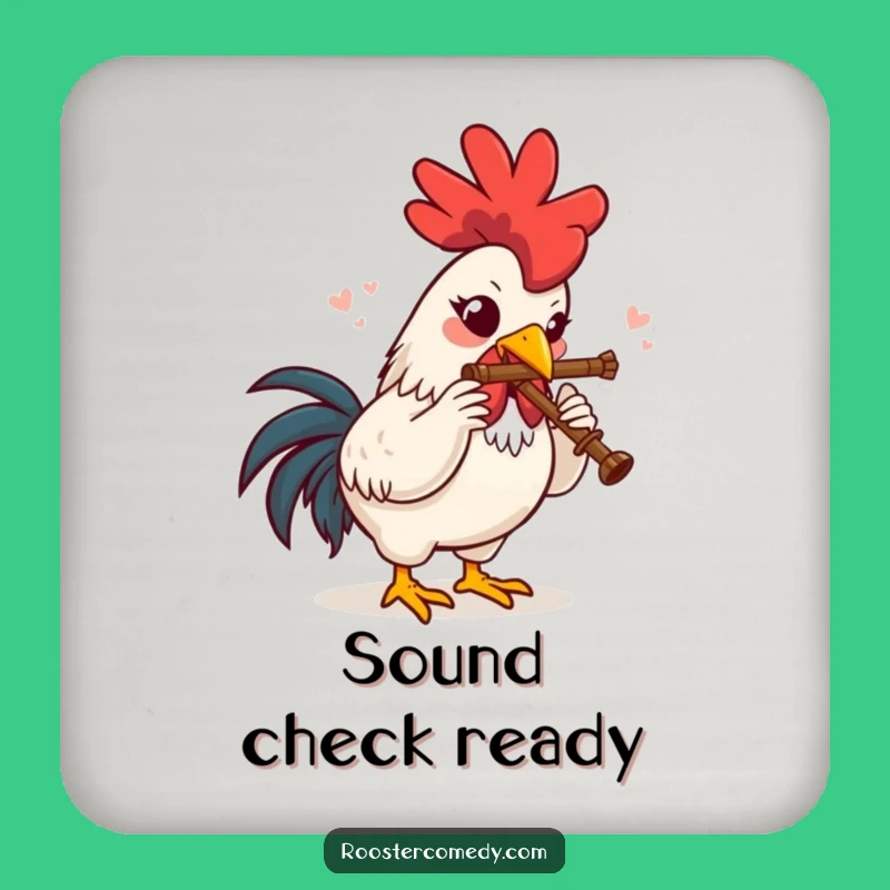Funny Rooster Flute Delight Drink Coaster: Protect Surfaces with This Humorous Musical Bird Decor