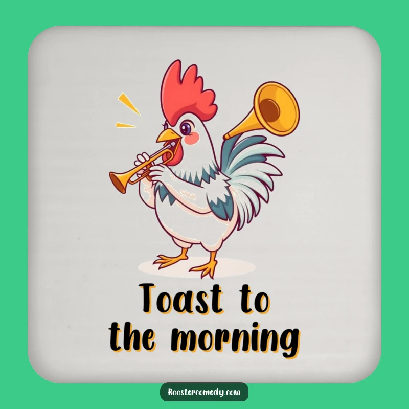 Funny Rooster Trumpet Coaster - Protect Surfaces with Musical Merriment!