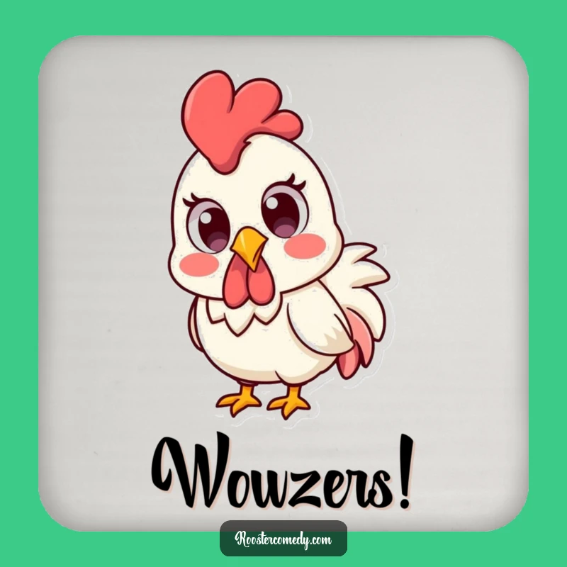 Funny Kawaii Rooster Coaster - Surprised Eyes, Protect Surfaces with Humor