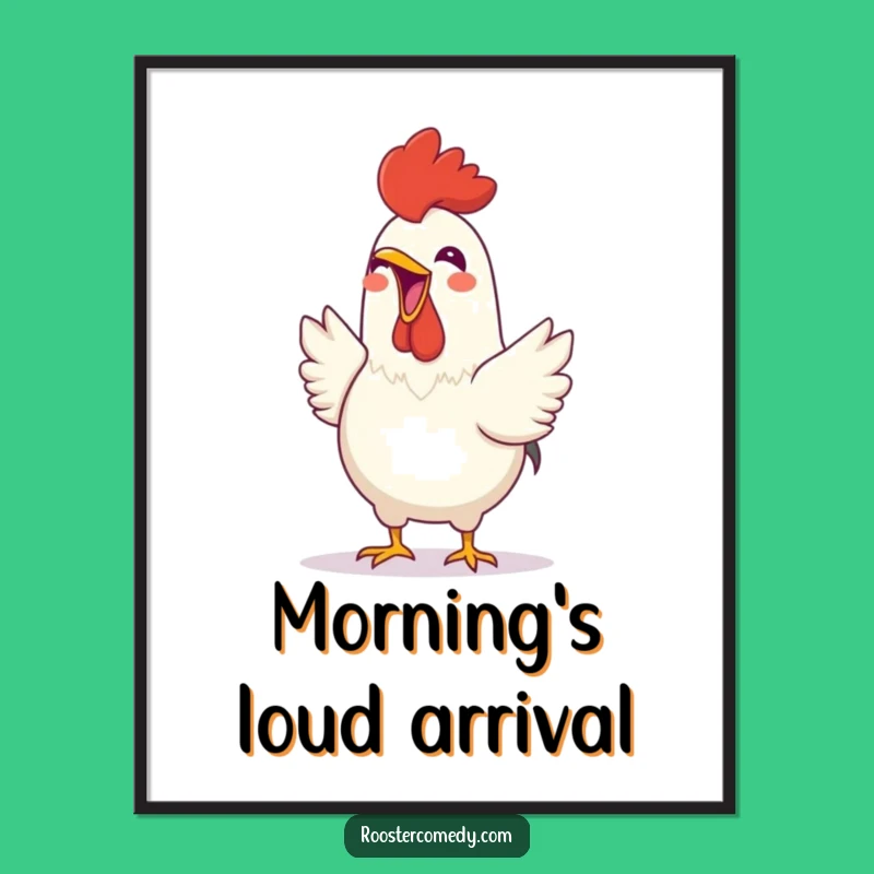 Funny Rooster Crowing Poster - Joyful & Hilarious Wall Art