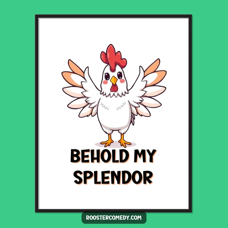 Funny Rooster Triumphant Poster: Hilarious Wall Art for Celebrating Success