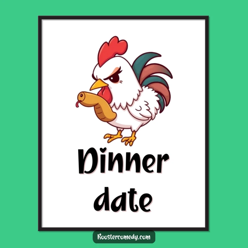 Funny Rooster Worm Poster - Add Cheeky Humor to Your Walls
