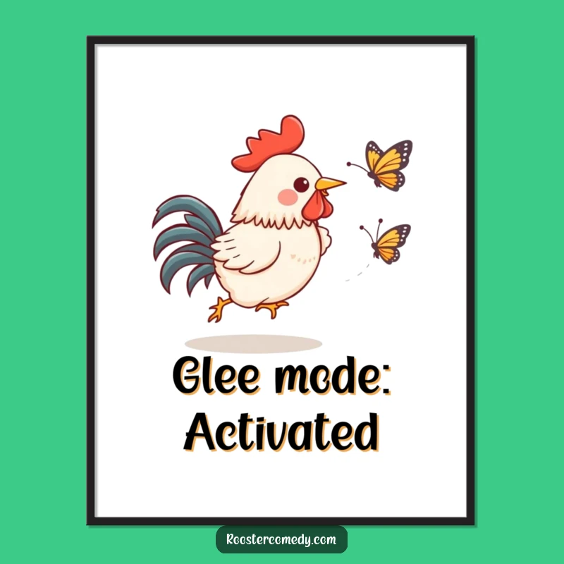 Funny Kawaii Rooster Poster: Brighten walls with this humorous and perfect funny gift!