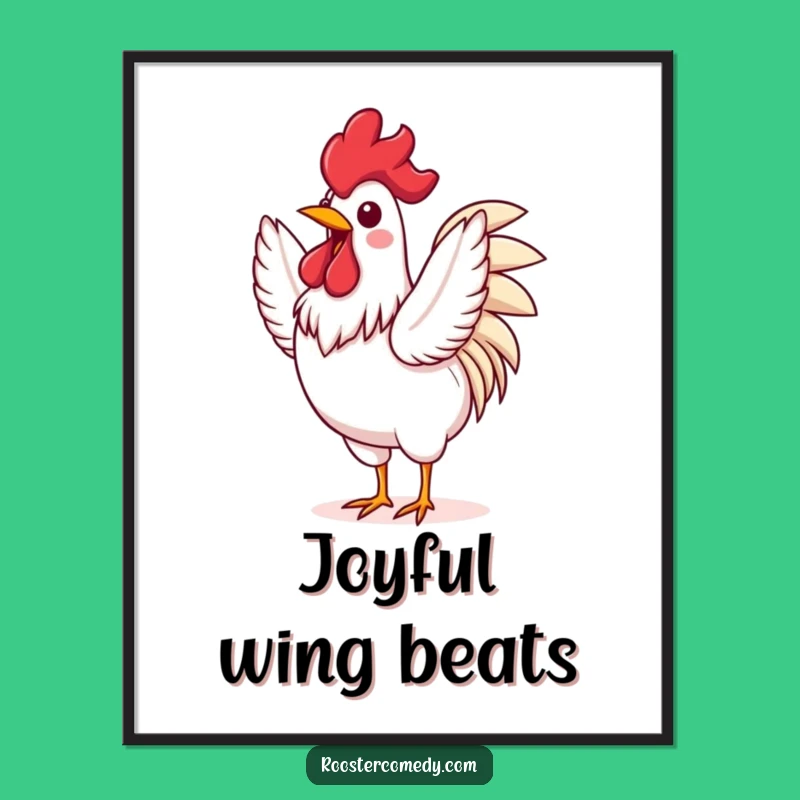 Funny Rooster Flapping Poster - Energetic & Hilarious Wall Art