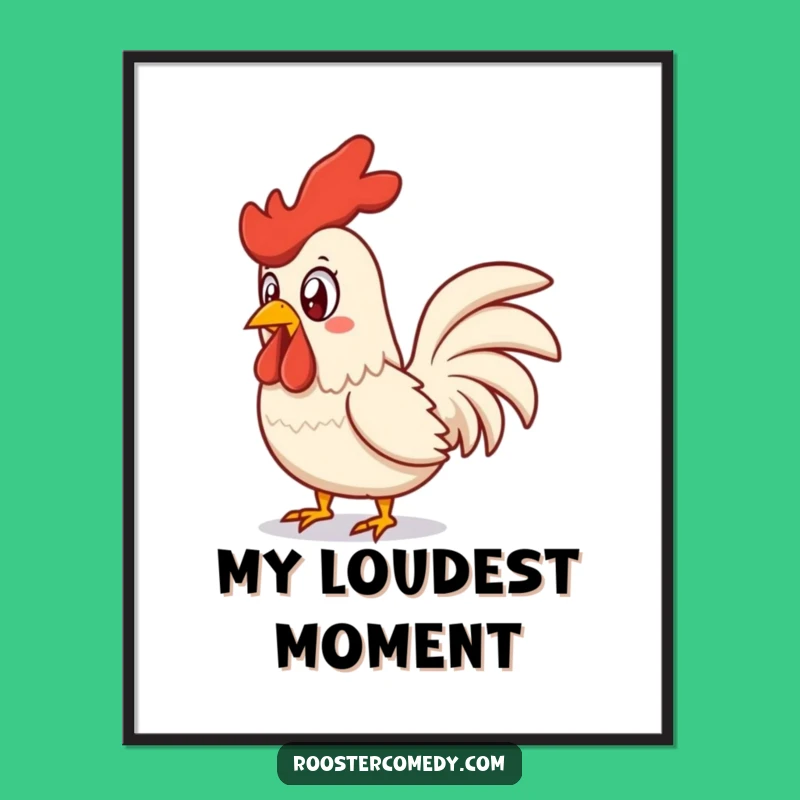 Funny Surprised Rooster Poster - Hilarious Squawking Chicken Wall Art Gift