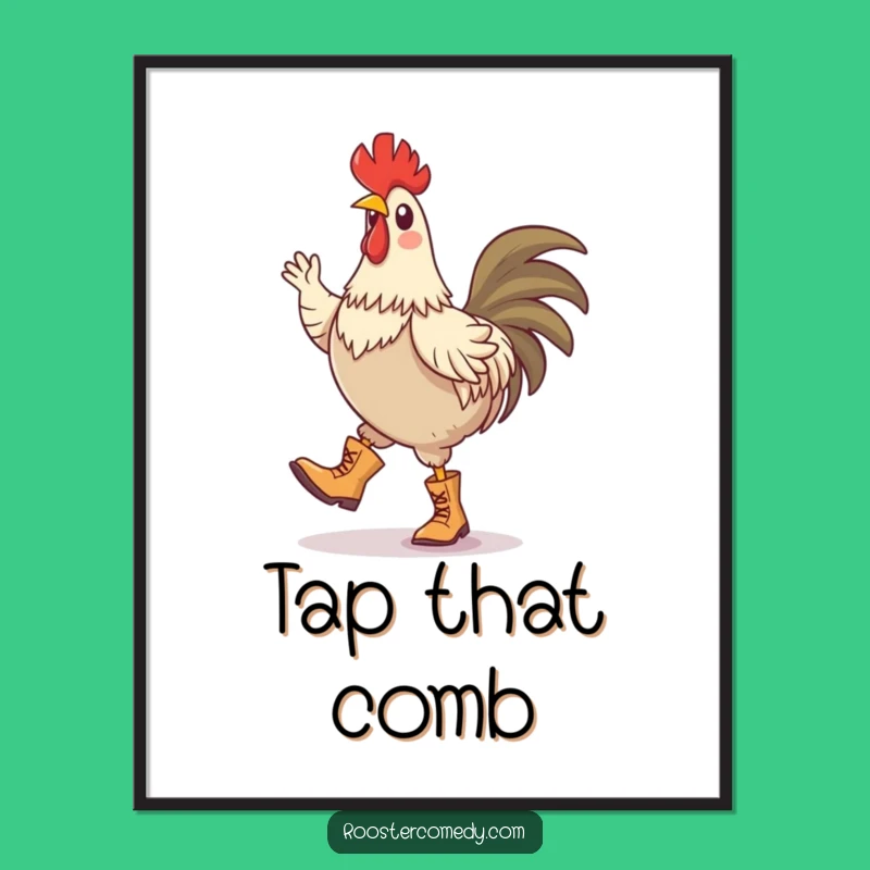 Funny Rooster Jig Poster: Dancing Farm Art for Your Walls