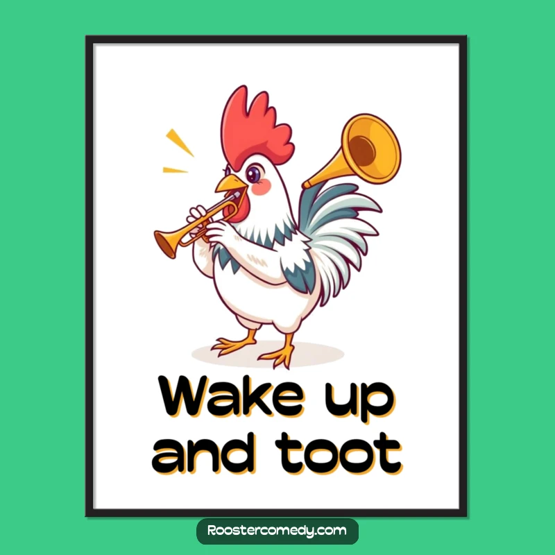 Funny Rooster Trumpet Poster - Bring Musical Merriment to Your Walls!