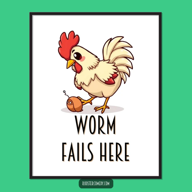 Funny Rooster Trip Poster: Comical Farm Art - Quirky Funny Gift for Walls