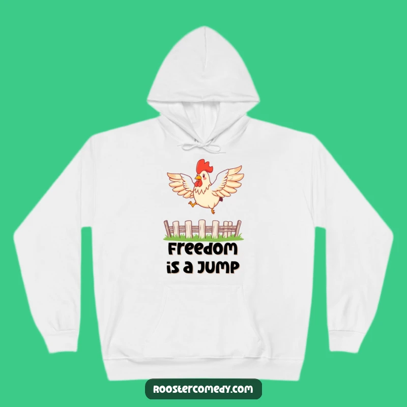 Cozy Funny Leaping Rooster Hoodie - Your Warm Companion for Big Leaps!