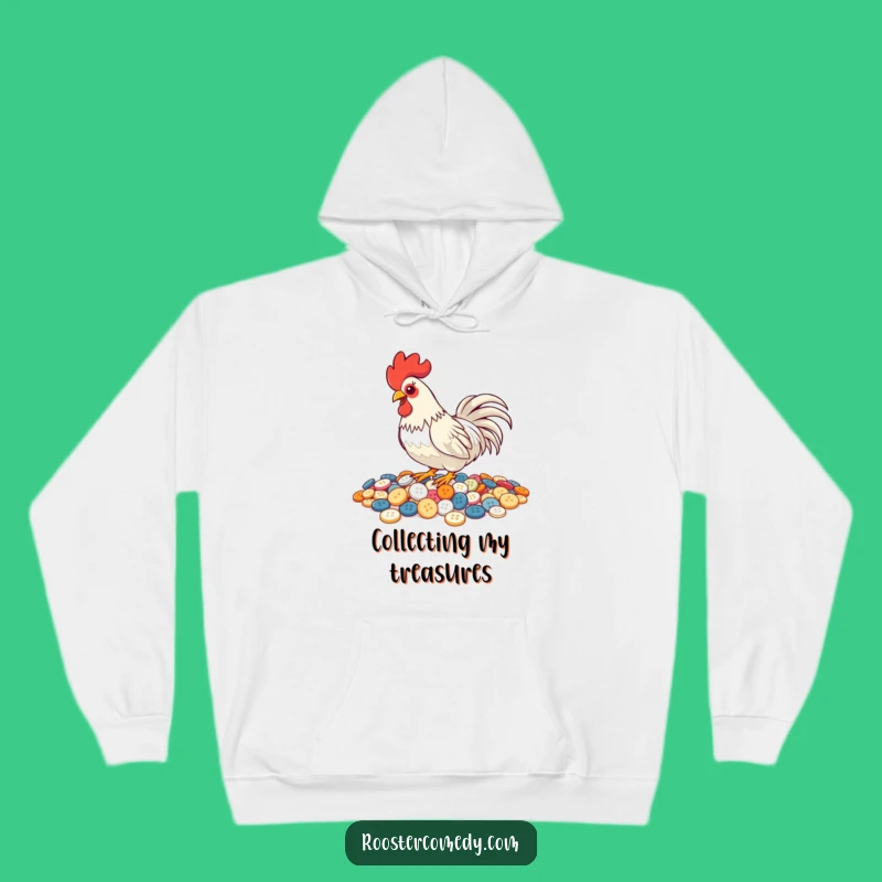 Funny Pecking Rooster Hoodie - Cozy Button Lover Comfort