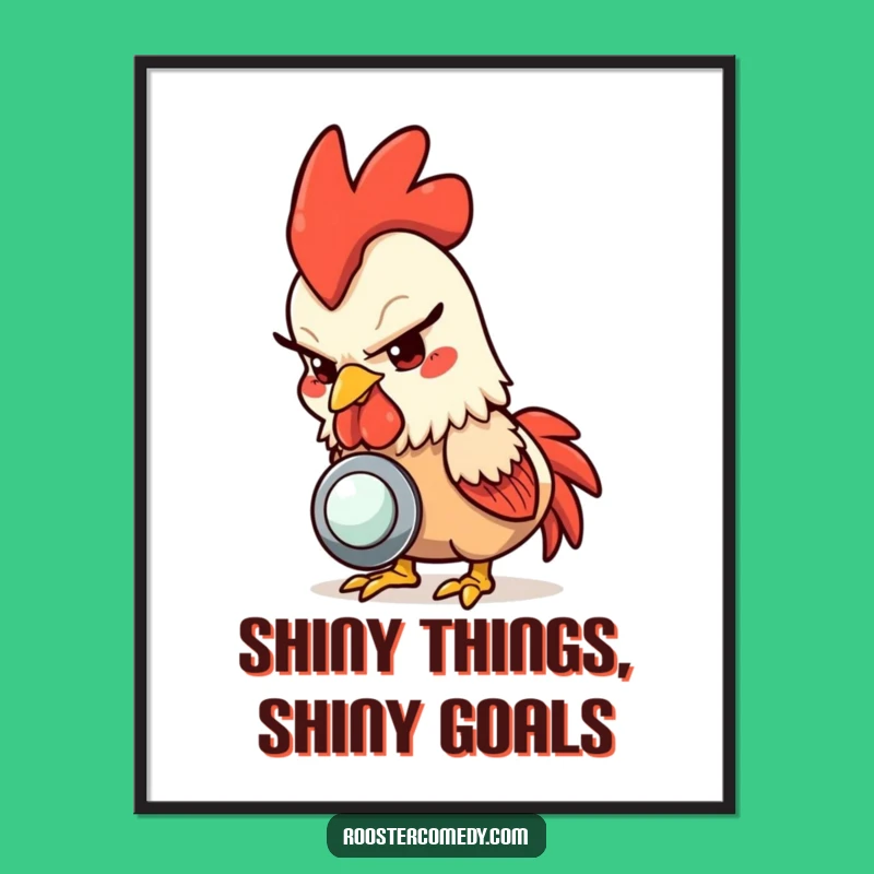 Free Printable Wall Art: Mischievous Rooster Pecking, Quirky Downloadable Decor