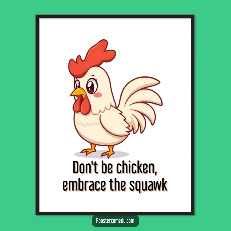 Free Printable Wall Art: Surprised Squawking Rooster - Funny Downloadable Decor