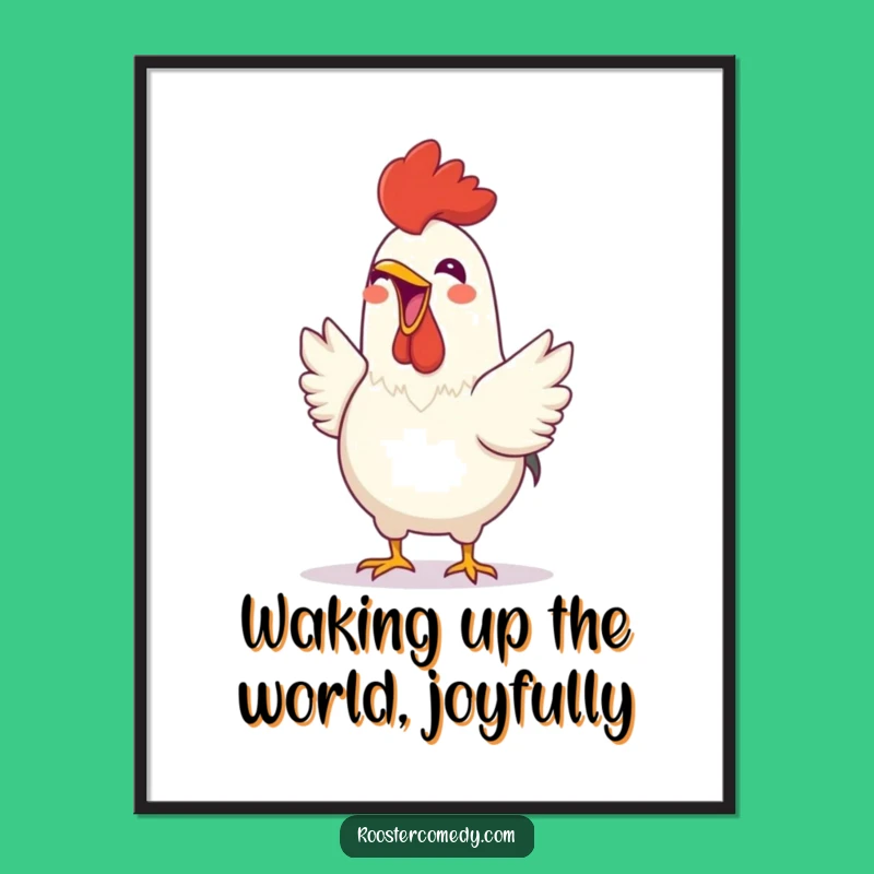 Free Printable Joyful Rooster Wall Art: Happy Crowing Bird Downloadable Decor