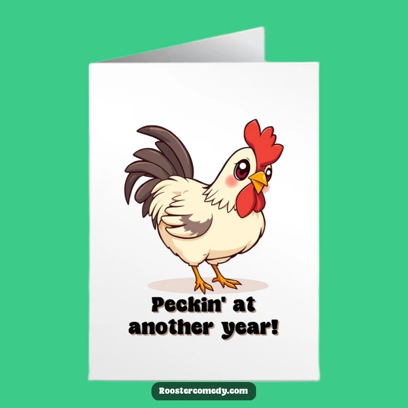 Free Printable Birthday Card: Curious Pecking Rooster - Funny Downloadable Joy