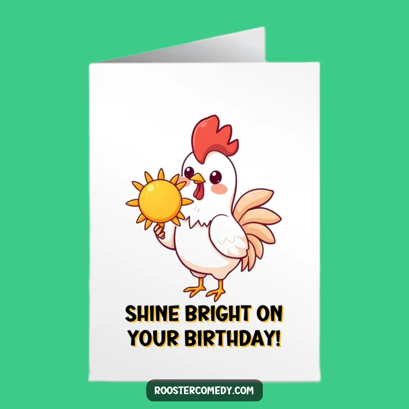 Free Printable Birthday Card: Sunny Kawaii Rooster - Cheerful Downloadable Gift